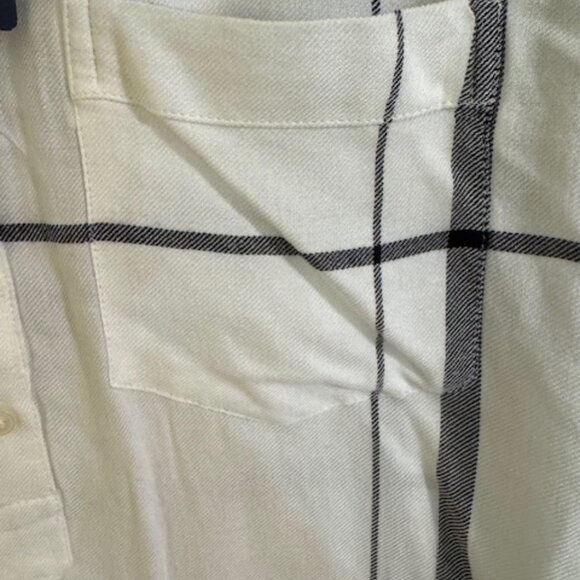 Lucky Brand Black White High Low Top Roll Tab Sleeve Blouse Boho Abstract Print - Picture 5 of 11